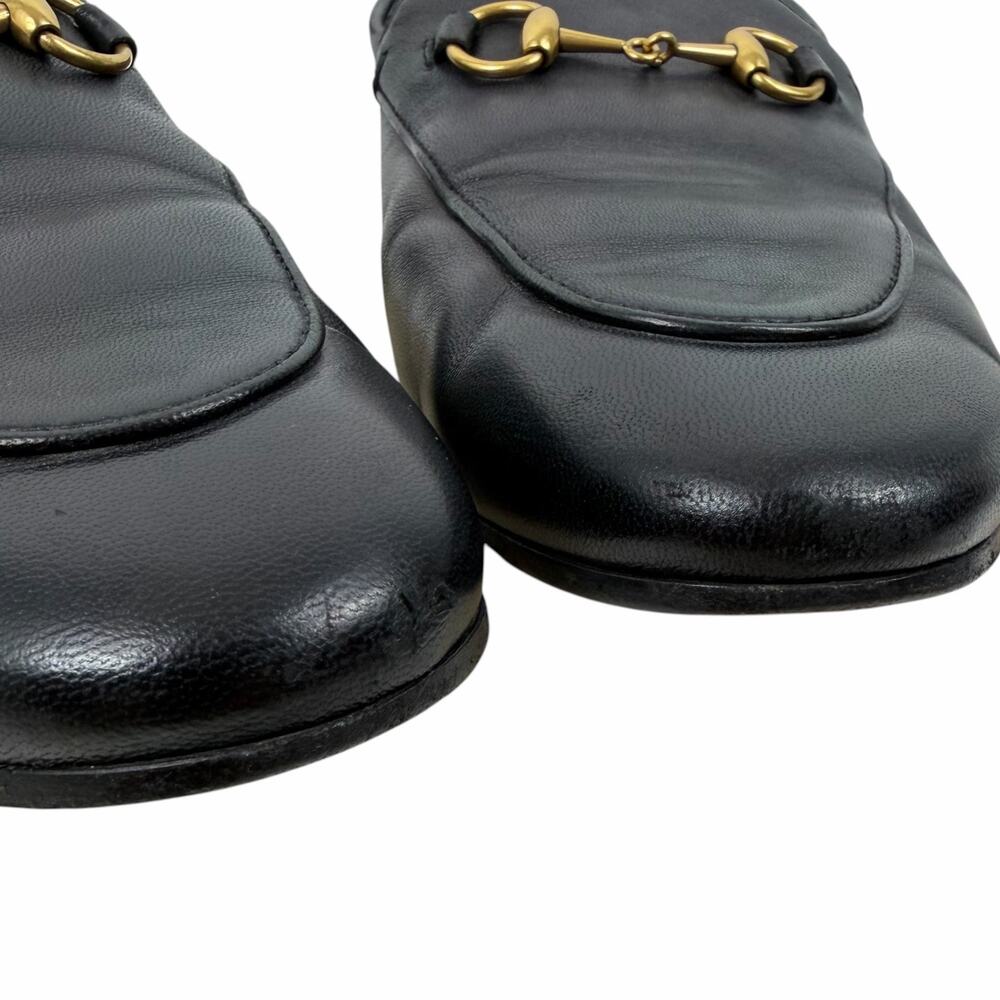 Gucci Brixton Leather Horsebit Loafers Mules Slide Black Size 40 - Picture 7 of 15